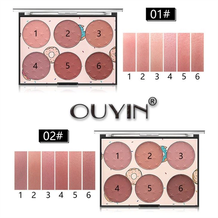 OUYIN Six-color Blush Blush Natural Lasting Firming Skin Rouge Blush Palette